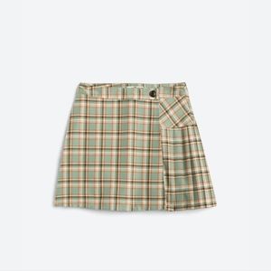 plaid cross button skirt, Women's 6